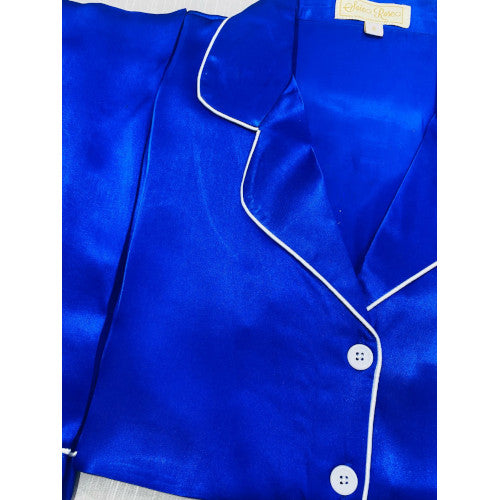 SoieRose Royal Blue 100% Silk Pajama Set – Luxurious Sleepwear - SR-1090