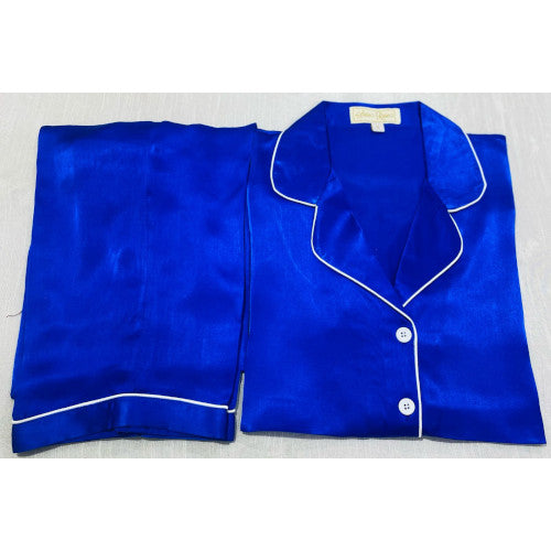 SoieRose Royal Blue 100% Silk Pajama Set – Luxurious Sleepwear - SR-1090