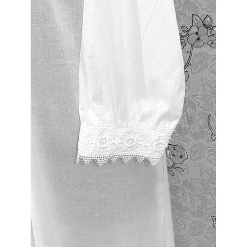 SoieRose SR-1160 Victorian 100% Cotton long Sleeve Lace Inset Nightgown
