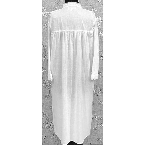 SoieRose SR-1160 Victorian 100% Cotton long Sleeve Lace Inset Nightgown