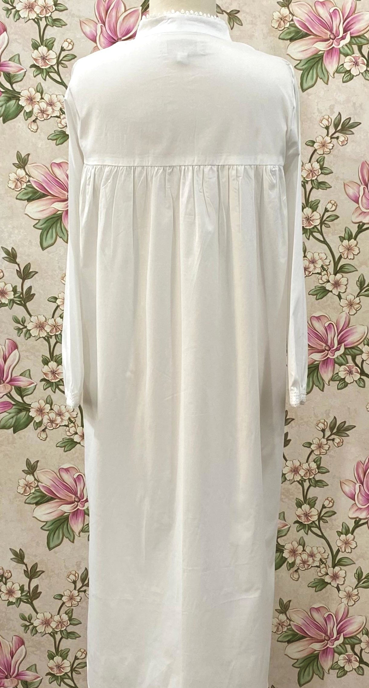 SoieRose SR-1160 Victorian 100% Cotton long Sleeve Lace Inset Nightgown