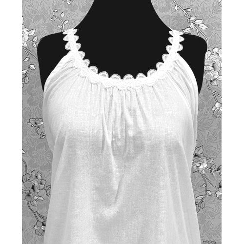 SoieRose SR-1161 Victorian 100% Cotton Scalloped Lace Trim Nightgown