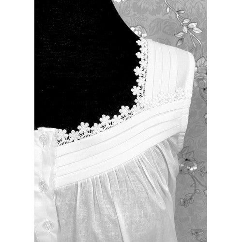 SoieRose SR-1162 Victorian 100% Cotton Sleeveless Midi Nightgown