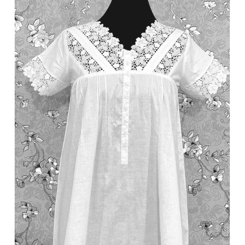 SoieRose SR-1164 Victorian-Inspired White 100% Cotton Nightgown