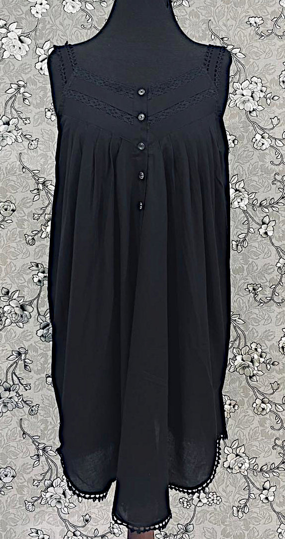 SoieRose SR-1177 Victorian 100% Cotton Sleeveless Nightgown with Lace Trim