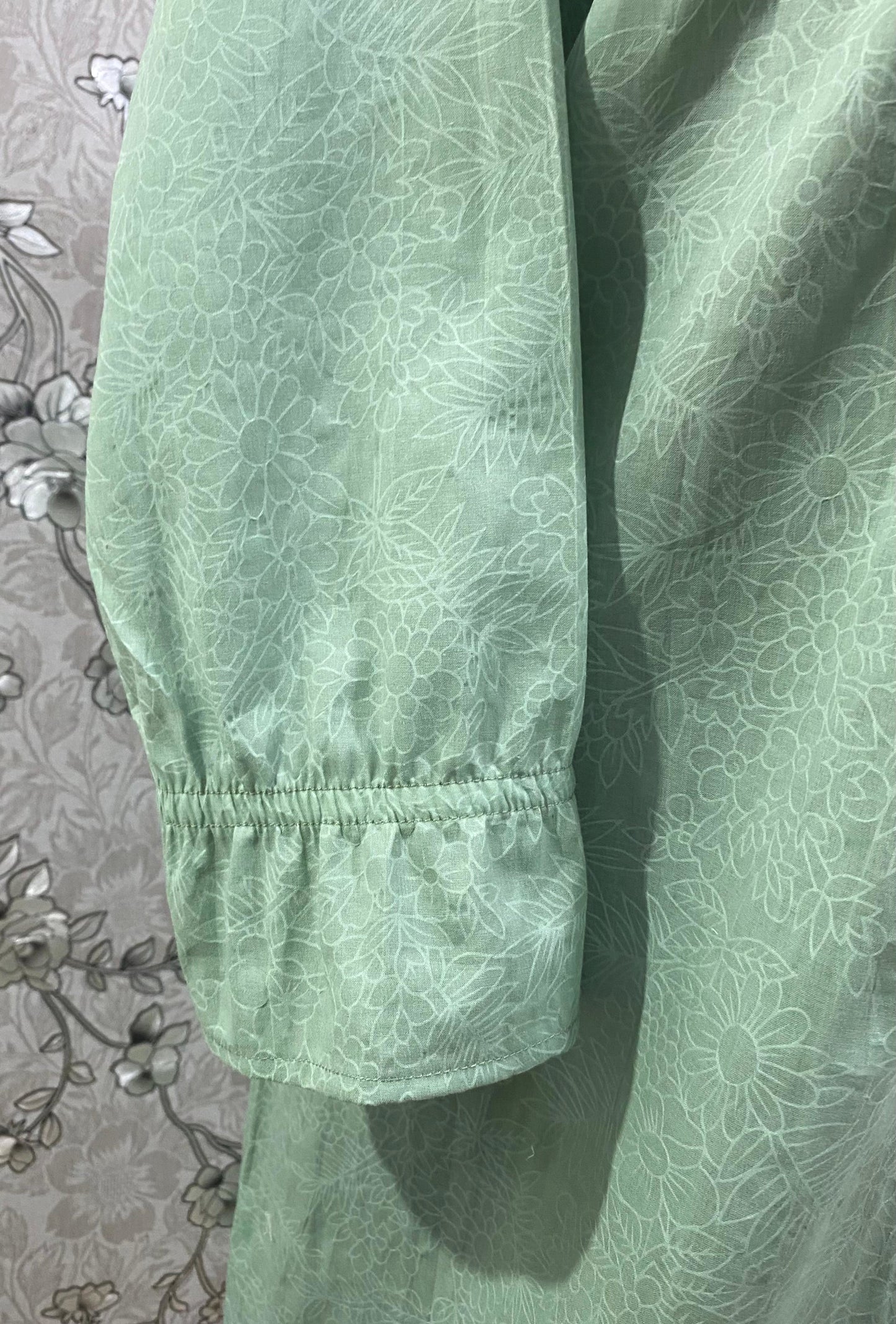 SoieRose SR-1201 Victorian Cotton Nightgown – Sage Green with Lace Accents