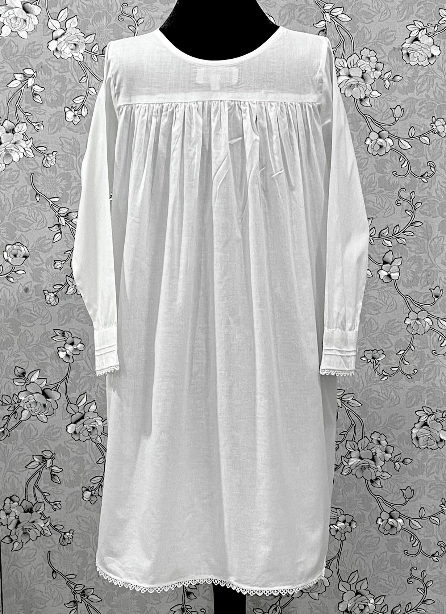 SoieRose SR-1212 Victorian 100% Cotton Nightgown – Long Sleeve Front-Button Elegance