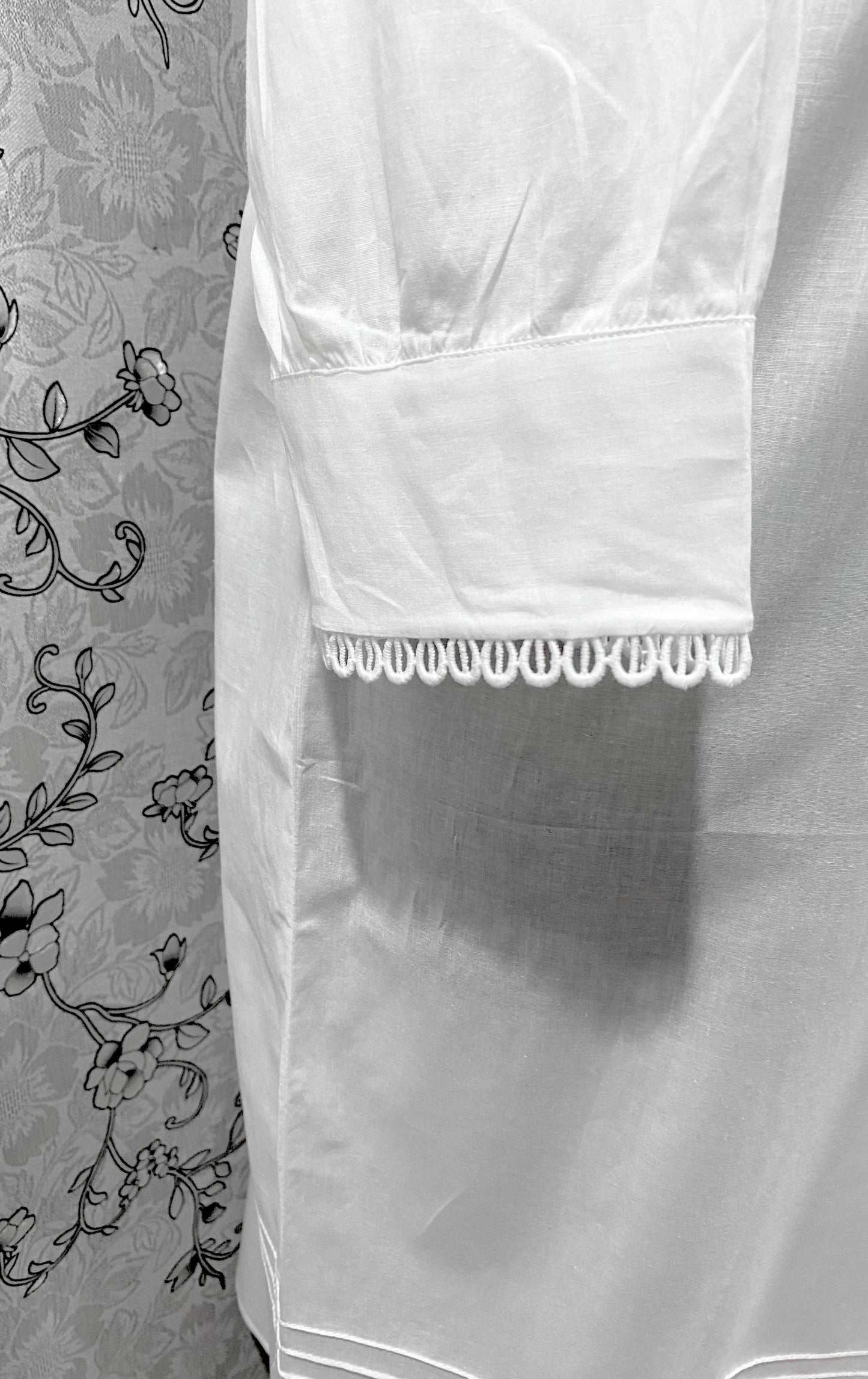 Victorian White Cotton Nightgown | Long Sleeve Vintage Night Dress | SoieRose SR-1218 | Lace Trimmed 100% Cotton Sleepwear