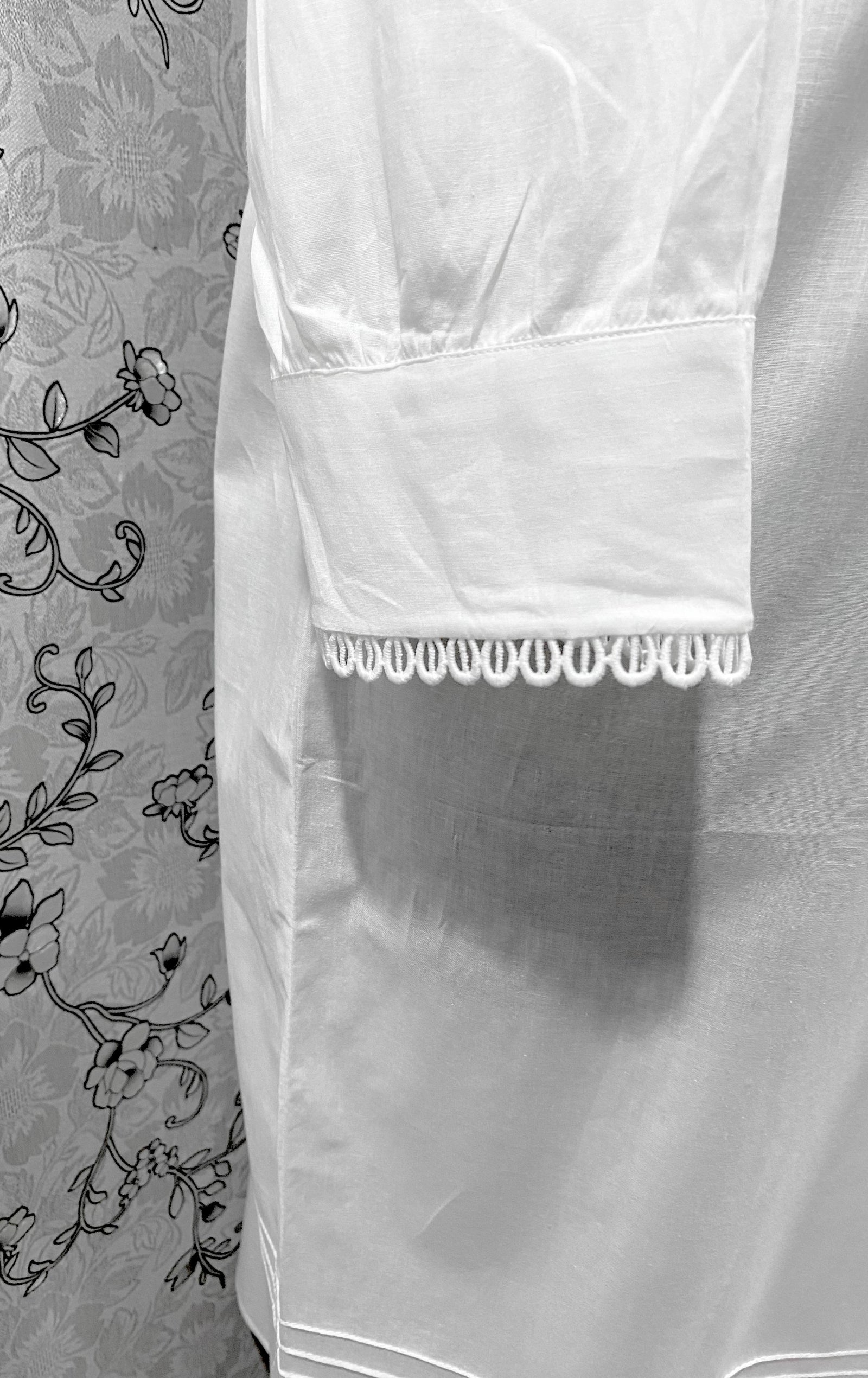 Victorian White Cotton Nightgown | Long Sleeve Vintage Night Dress | SoieRose SR-1218 | Lace Trimmed 100% Cotton Sleepwear