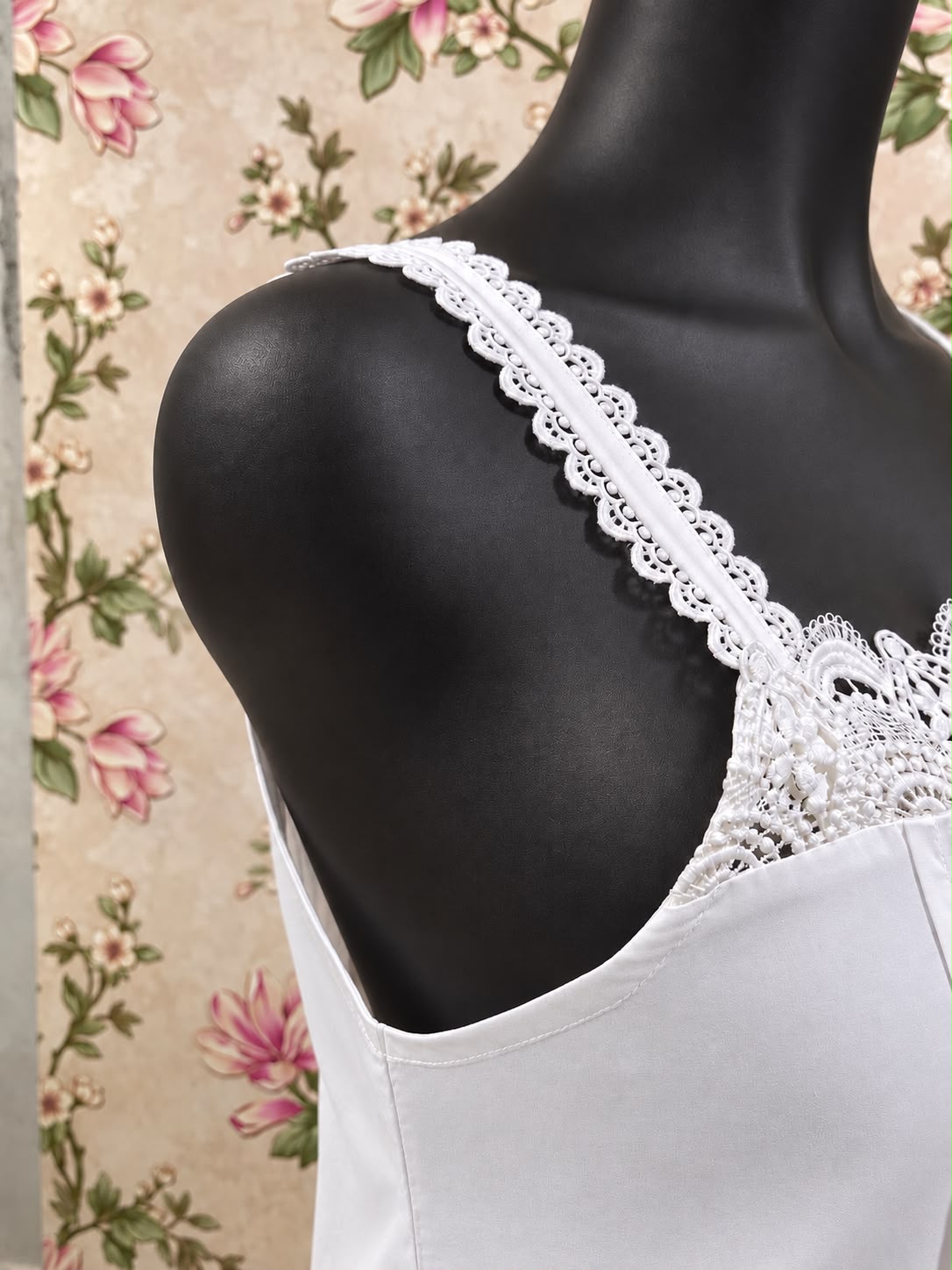SoieRose SR-1354 Victorian Nightgown 100% Cotton Lace Trim Pintuck Sleeveless Long Nightgown Ruffle Hem Vintage Sleepwear