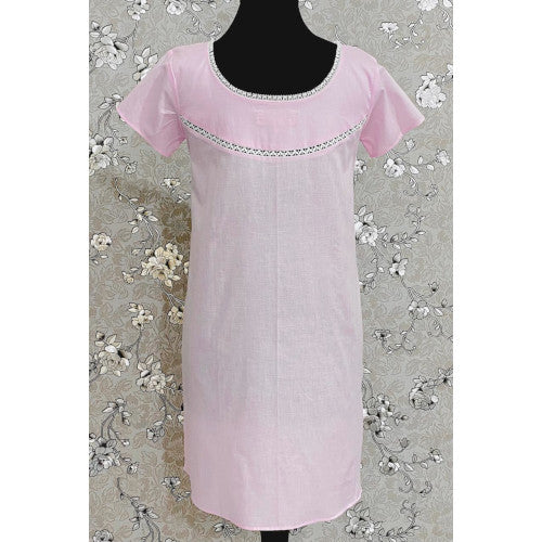 SoieRose SR1093 Women's Sleek Fit 100% Cotton Nightgown - Pink