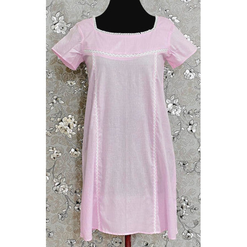 SoieRose SR1093 Women's Sleek Fit 100% Cotton Nightgown - Pink