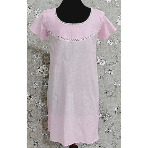 SoieRose SR1093 Women's Sleek Fit 100% Cotton Nightgown - Pink