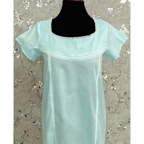 SoieRose SR1094 Women's Sleek Fit 100% Cotton Nightgown - Celeste