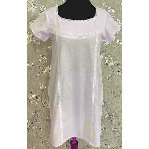 SoieRose SR1095 Women's Sleek Fit 100% Cotton Nightgown - Pale Pink