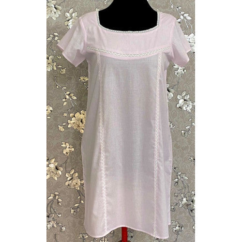 SoieRose SR1095 Women's Sleek Fit 100% Cotton Nightgown - Pale Pink