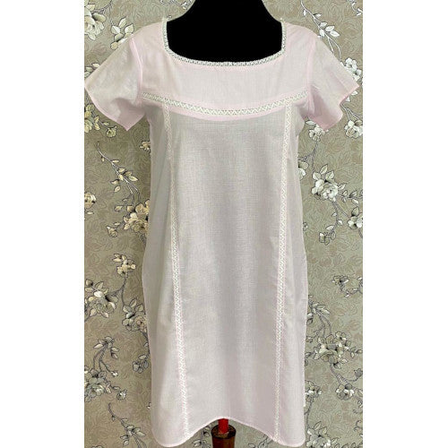 SoieRose SR1095 Women's Sleek Fit 100% Cotton Nightgown - Pale Pink