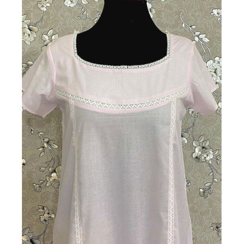 SoieRose SR1095 Women's Sleek Fit 100% Cotton Nightgown - Pale Pink