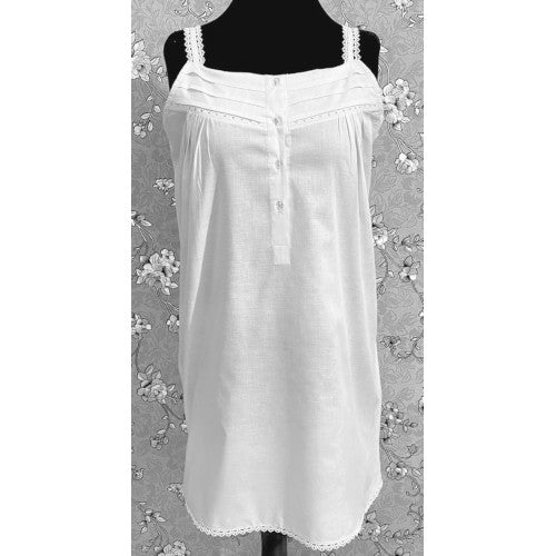SoieRose SR1107 Women's Cotton Victorian Nightgown – White, Sleek Fit with Lacey Straps