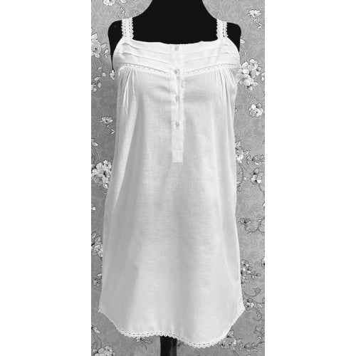 SoieRose SR1107 Women's Cotton Victorian Nightgown – White, Sleek Fit with Lacey Straps