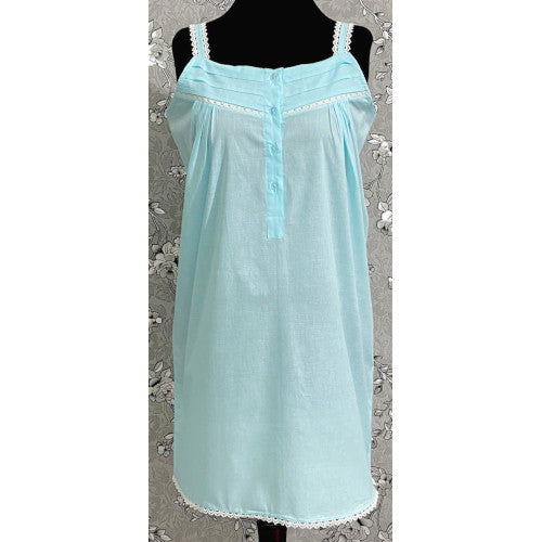SoieRose SR1109 Women's Cotton Victorian Nightgown – Celeste, Sleek Fit with Lacey Straps