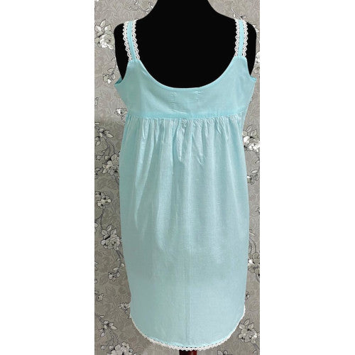 SoieRose SR1109 Women's Cotton Victorian Nightgown – Celeste, Sleek Fit with Lacey Straps