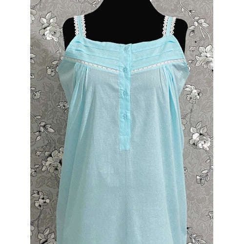 SoieRose SR1109 Women's Cotton Victorian Nightgown – Celeste, Sleek Fit with Lacey Straps