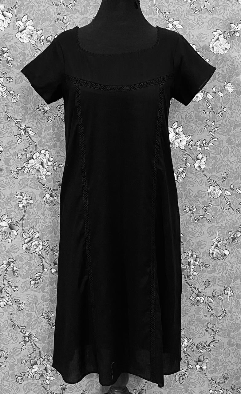 SoieRose SR1181 Black Cotton Victorian Nightgown – Short Sleeve