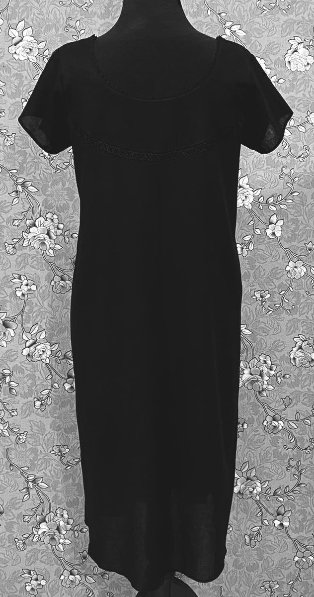 SoieRose SR1181 Black Cotton Victorian Nightgown – Short Sleeve