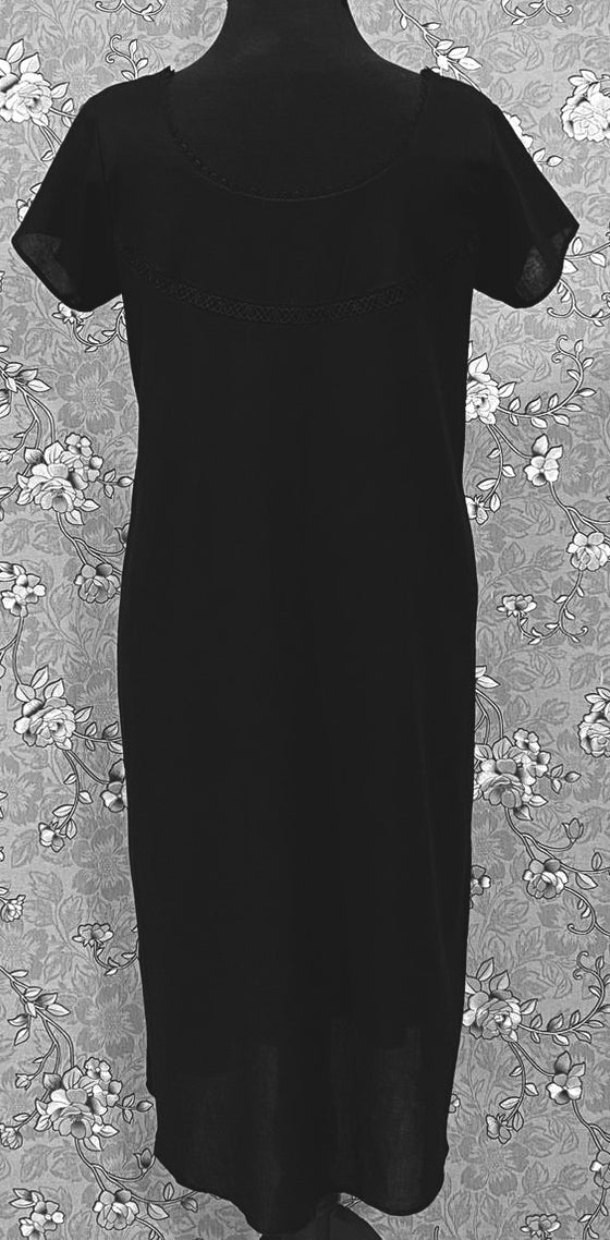 SoieRose SR1181 Black Cotton Victorian Nightgown – Short Sleeve