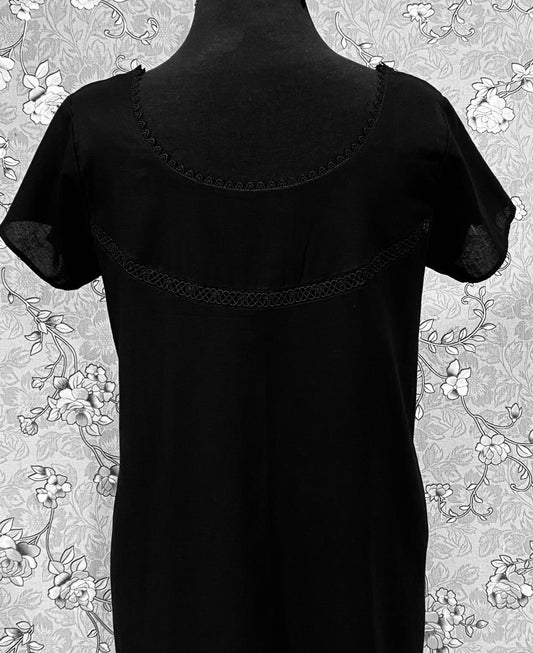 SoieRose SR1181 Black Cotton Victorian Nightgown – Short Sleeve