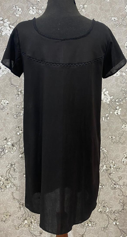 SoieRose SR1182 Black 100% Cotton Victorian Nightgown