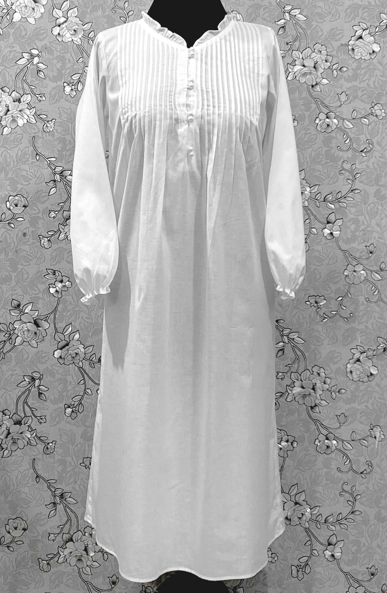 SoieRose Victorian 100% Cotton Nightgown with Pintuck Bodice – SR-1229