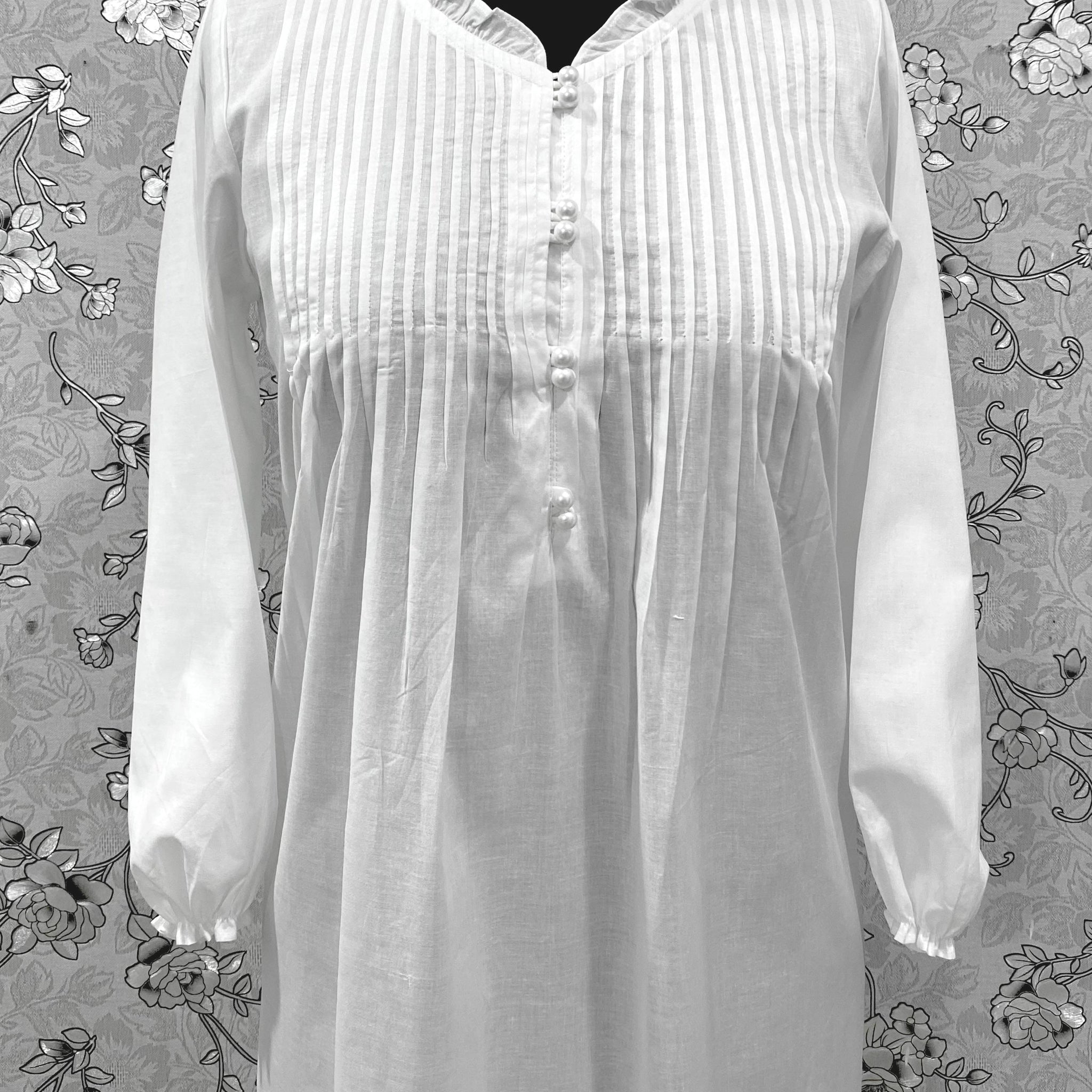 SoieRose Victorian 100% Cotton Nightgown with Pintuck Bodice – SR-1229
