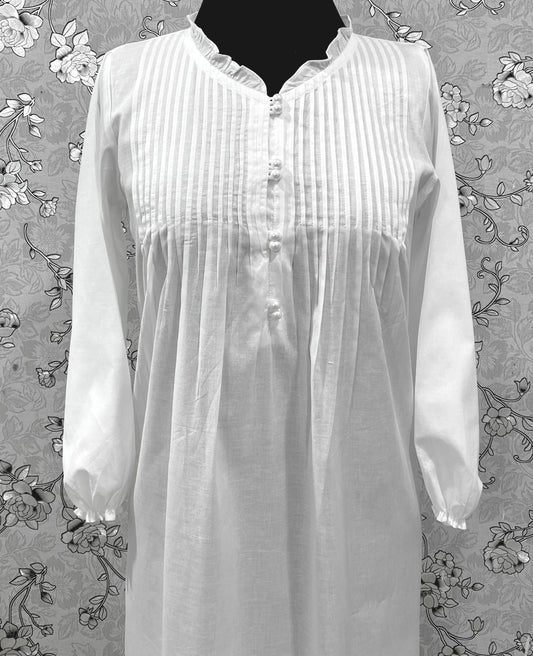 SoieRose Victorian 100% Cotton Nightgown with Pintuck Bodice – SR-1229