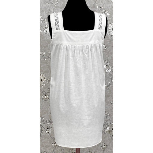 SoieRose Victorian 100% Cotton Sleeveless Nightgown with Sheer Lace Yoke - SR1156