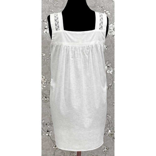 SoieRose Victorian 100% Cotton Sleeveless Nightgown with Sheer Lace Yoke - SR1156