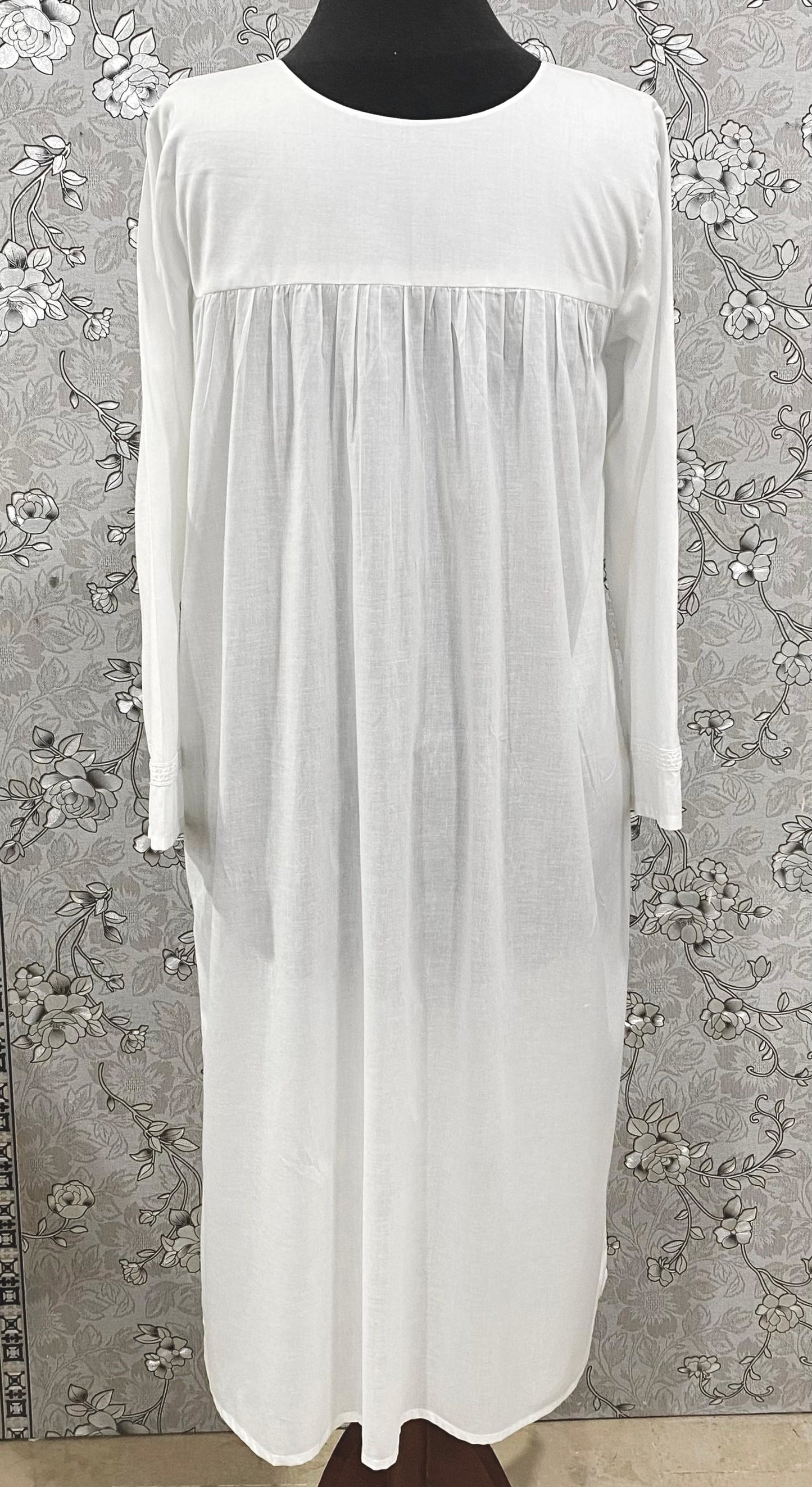 SoieRose Victorian Cotton Nightgown – SR-1191 – Long Sleeve Sleepwear with Pintuck and Lace Detailing
