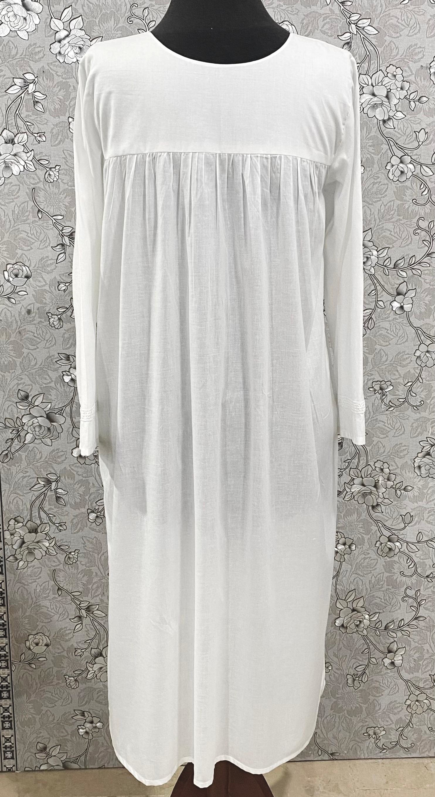 SoieRose Victorian Cotton Nightgown – SR-1191 – Long Sleeve Sleepwear with Pintuck and Lace Detailing