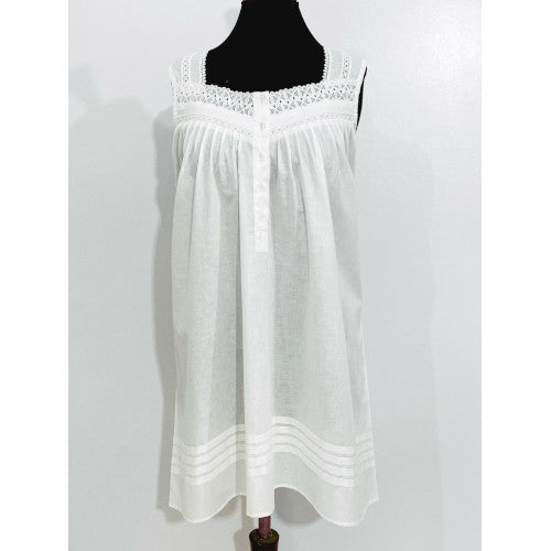 SoieRose Victorian Sleeveless 100% Cotton Nightgown with Lace Trim - SR-1082