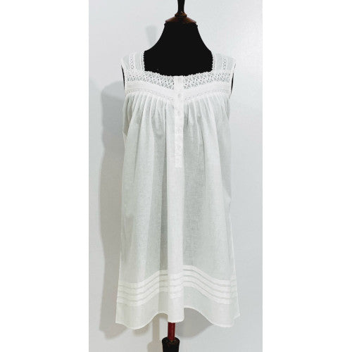 SoieRose Victorian Sleeveless 100% Cotton Nightgown with Lace Trim - SR-1082