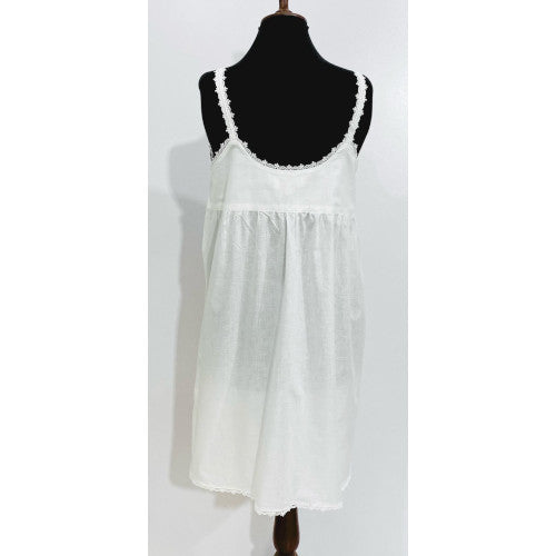 SoieRose Victorian Sleeveless Cotton Nightgown with Lace Trim & Spaghetti Straps - SR-1083