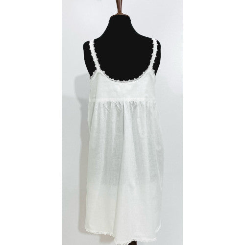 SoieRose Victorian Sleeveless Cotton Nightgown with Lace Trim & Spaghetti Straps - SR-1083