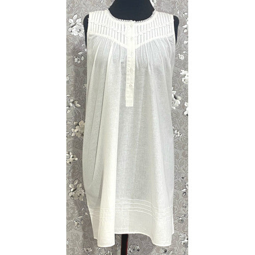 SoieRose Victorian White 100% Cotton Sleeveless Nightgown - SR-1086