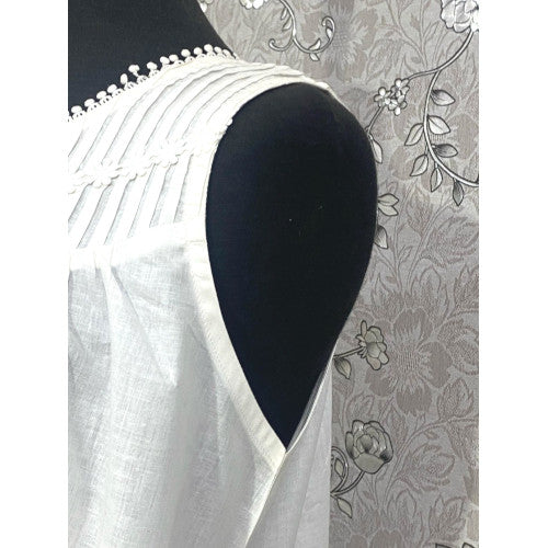 SoieRose Victorian White 100% Cotton Sleeveless Nightgown - SR-1086