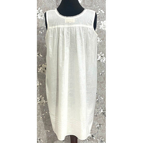 SoieRose Victorian White 100% Cotton Sleeveless Nightgown - SR-1086