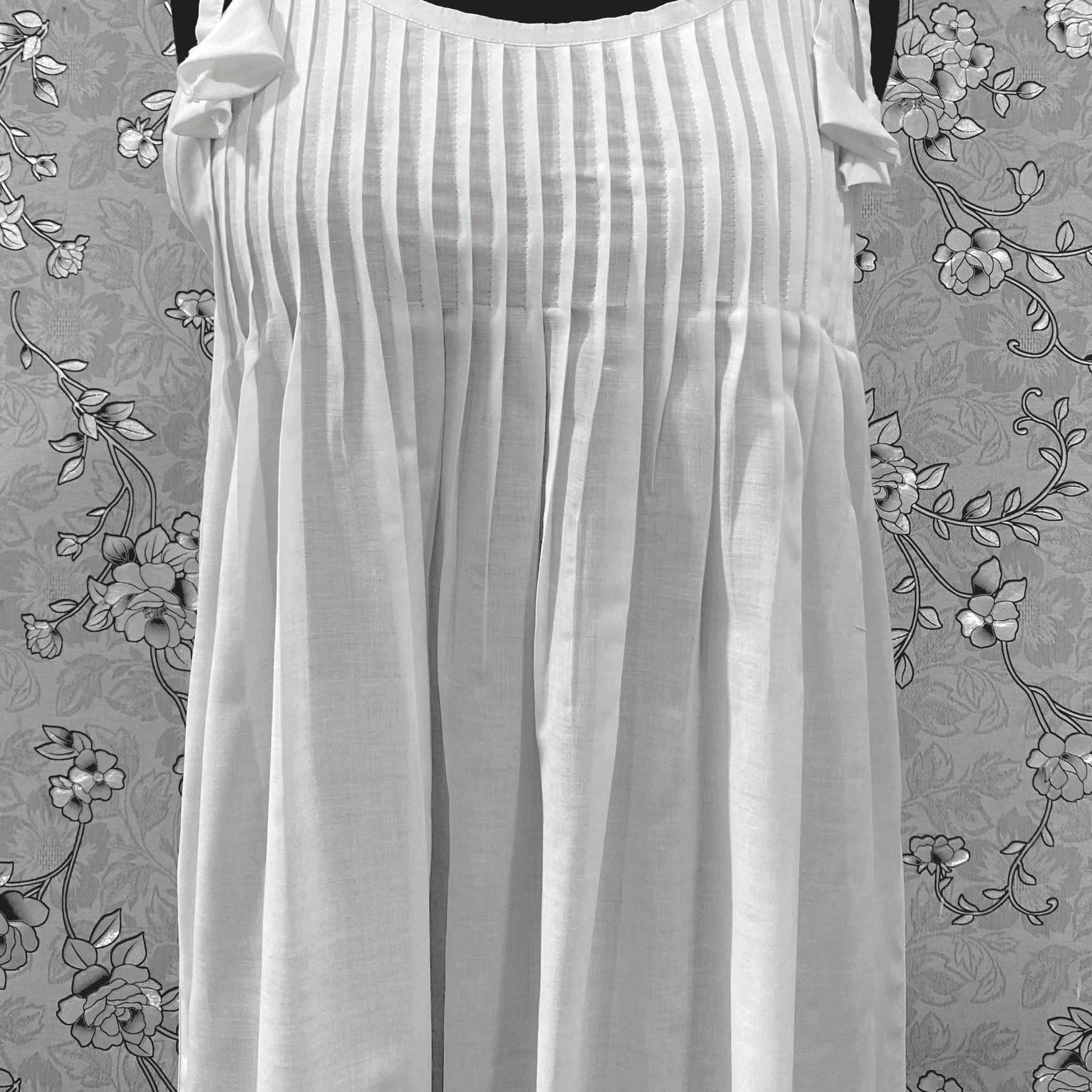 SoieRose Victorian White Cotton Nightgown – SR-1185 – Sleeveless Strappy Vintage Style