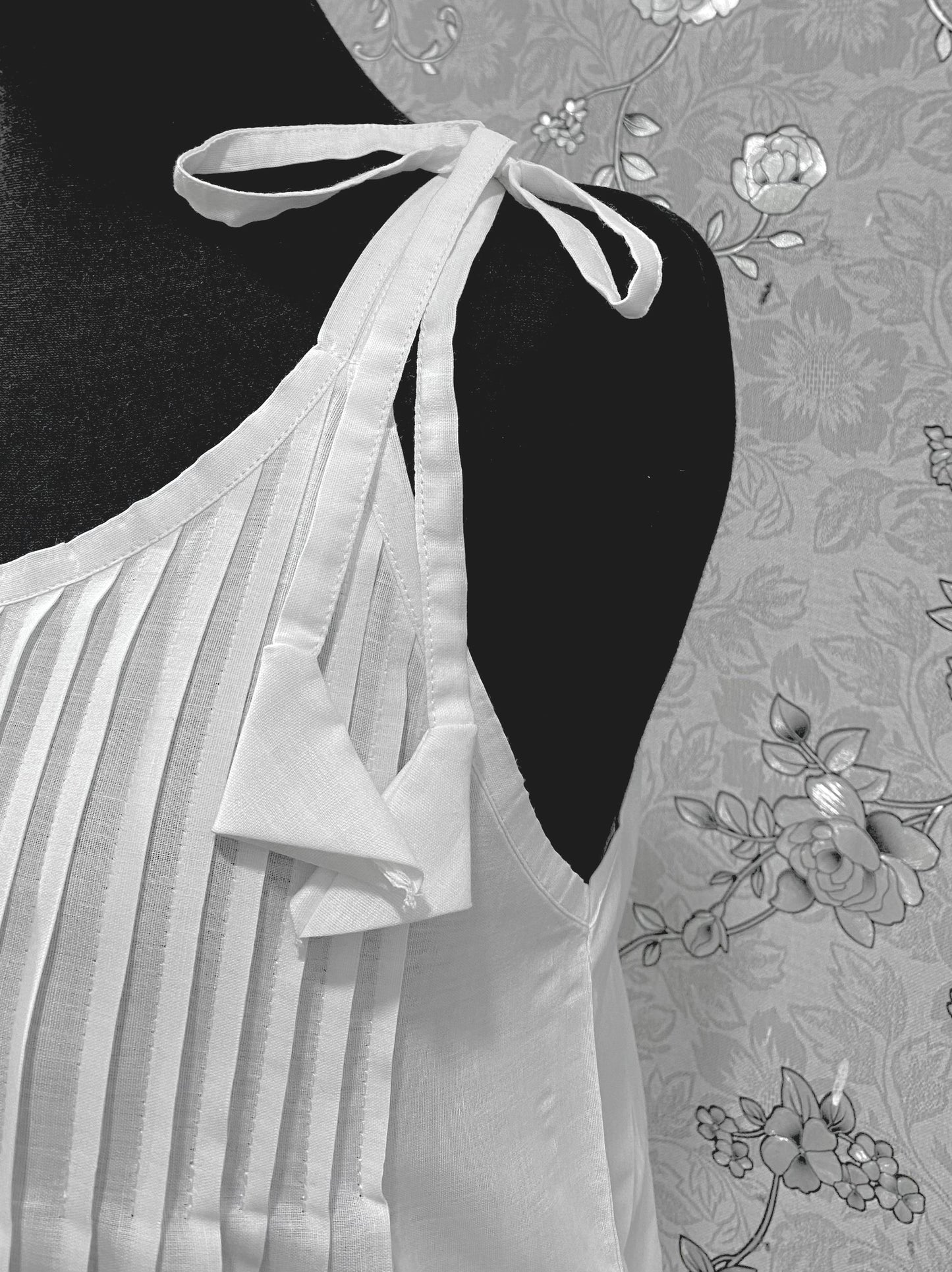 SoieRose Victorian White Cotton Nightgown – SR-1185 – Sleeveless Strappy Vintage Style