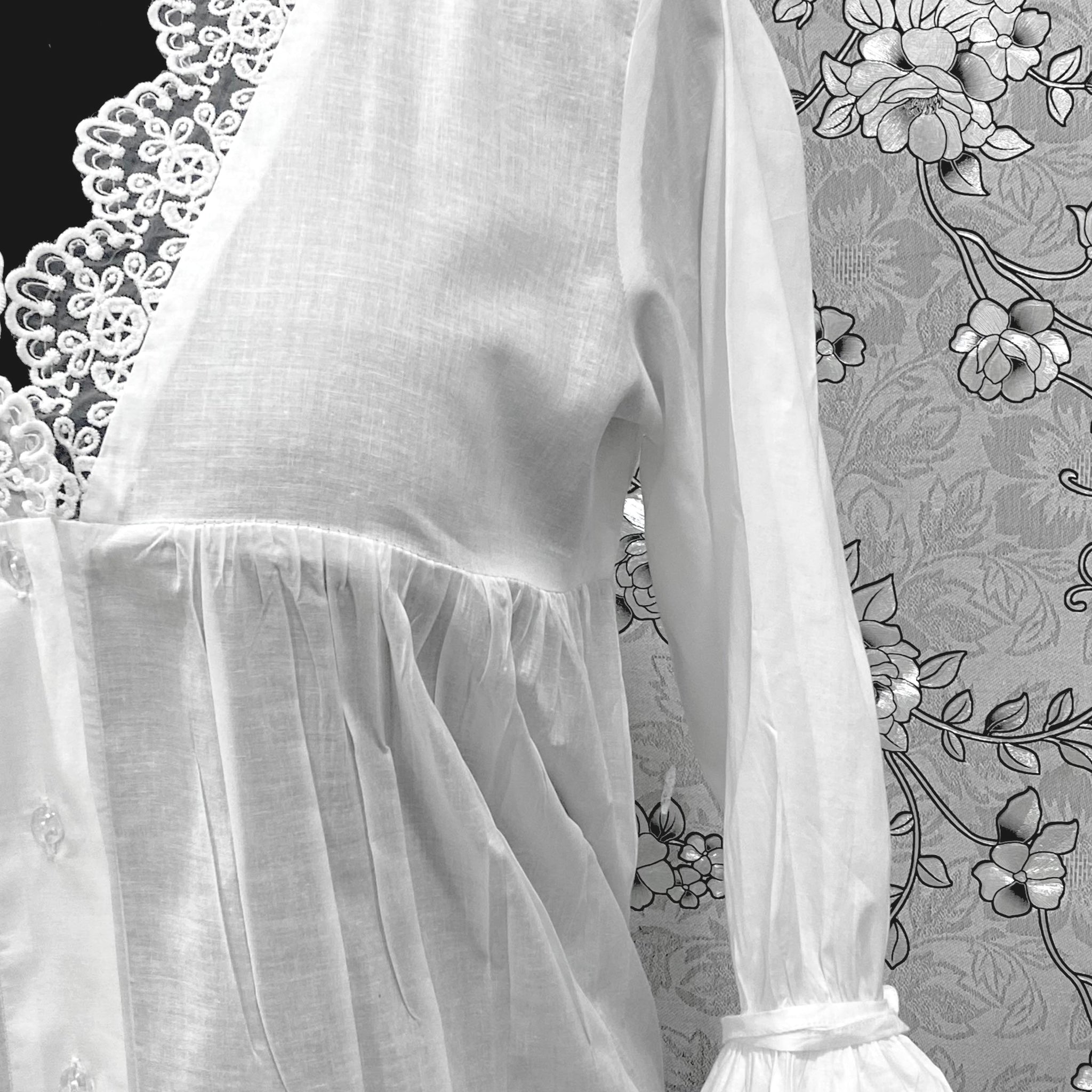 SoieRose Victorian White Cotton Nightgown with Lace Trim – SR-1227