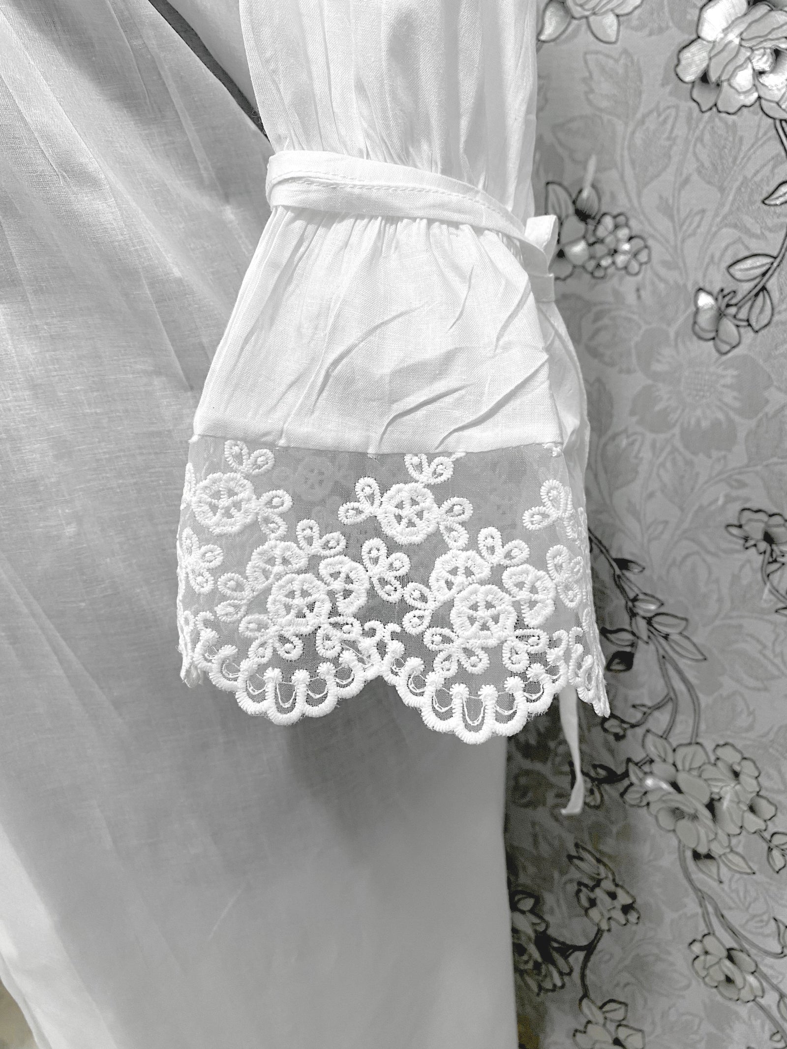 SoieRose Victorian White Cotton Nightgown with Lace Trim – SR-1227